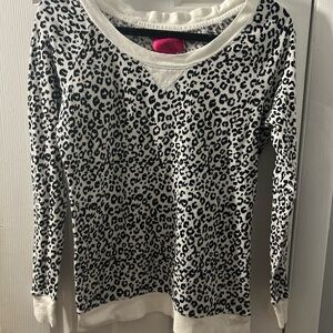 Victoria's Secret Black and White Leopard Print Long Sleeve Tee